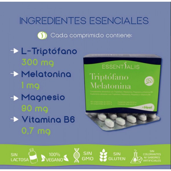 HEEL ESSENTIALIS TRIPTÓFANO Y MELATONINA 60 COMPRIMIDOS 2