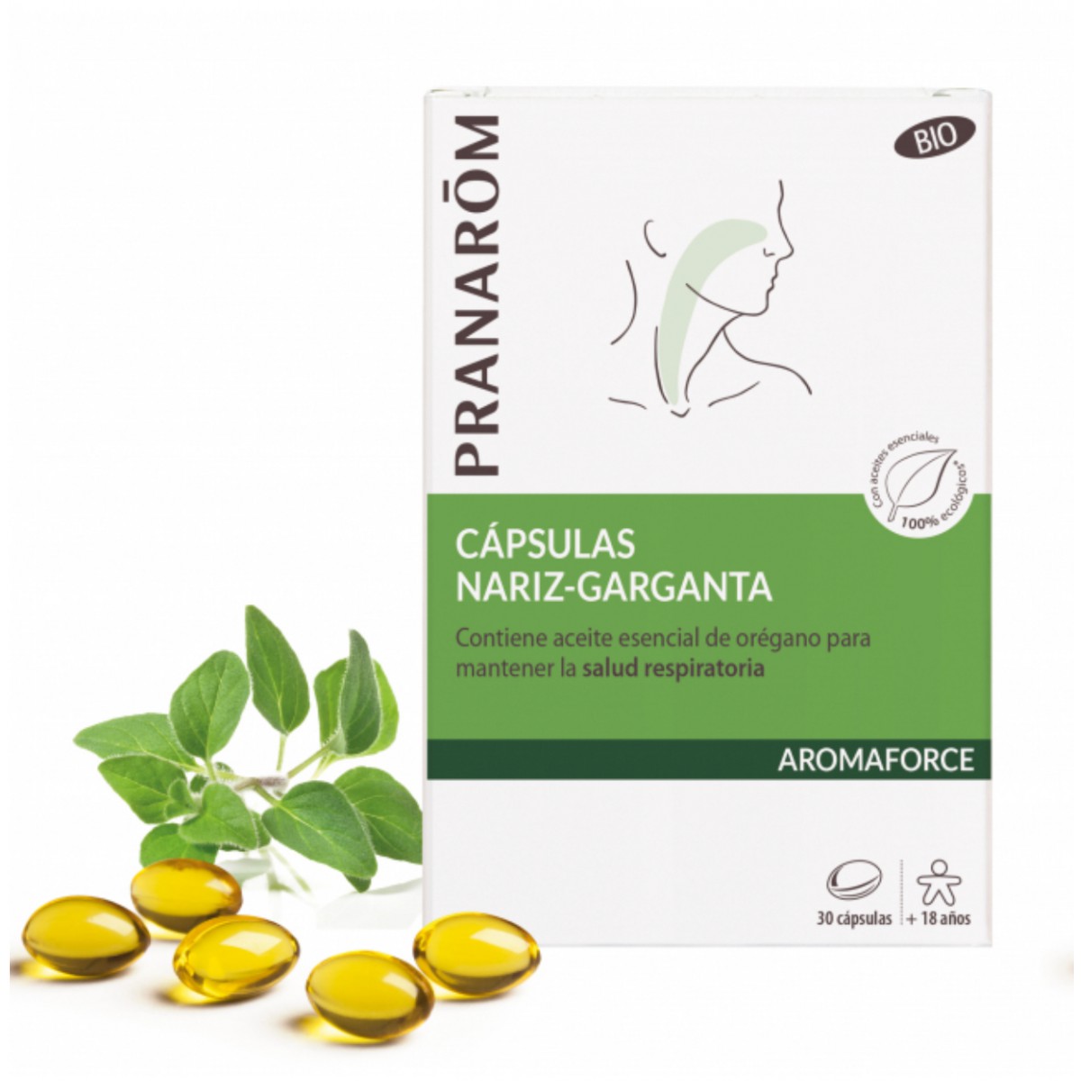 PRANAROM AROMAFORCE CAPSULAS NARIZ-GARGANTA 30...